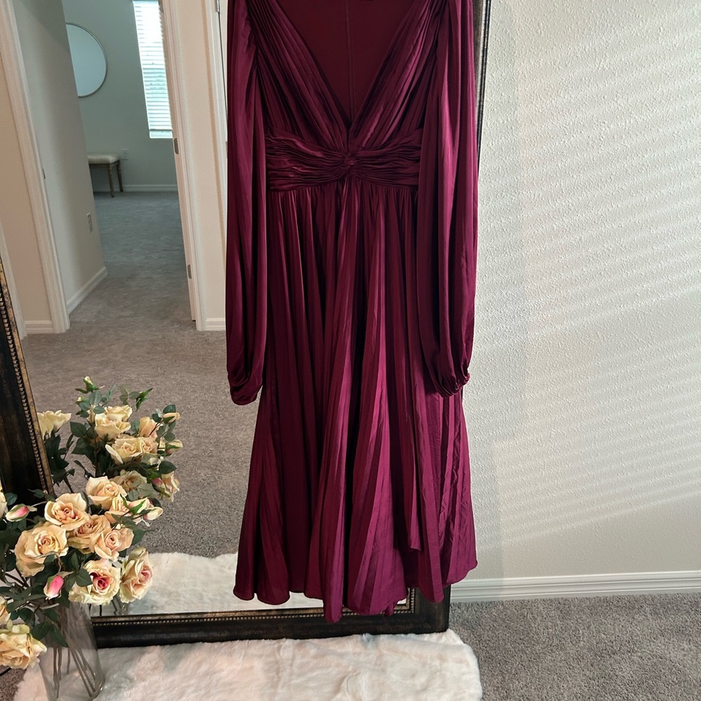 Ieena for Mac Duggal - Elegant Red Wrap Gown with Plunge Neckline - Picture 7 of 7